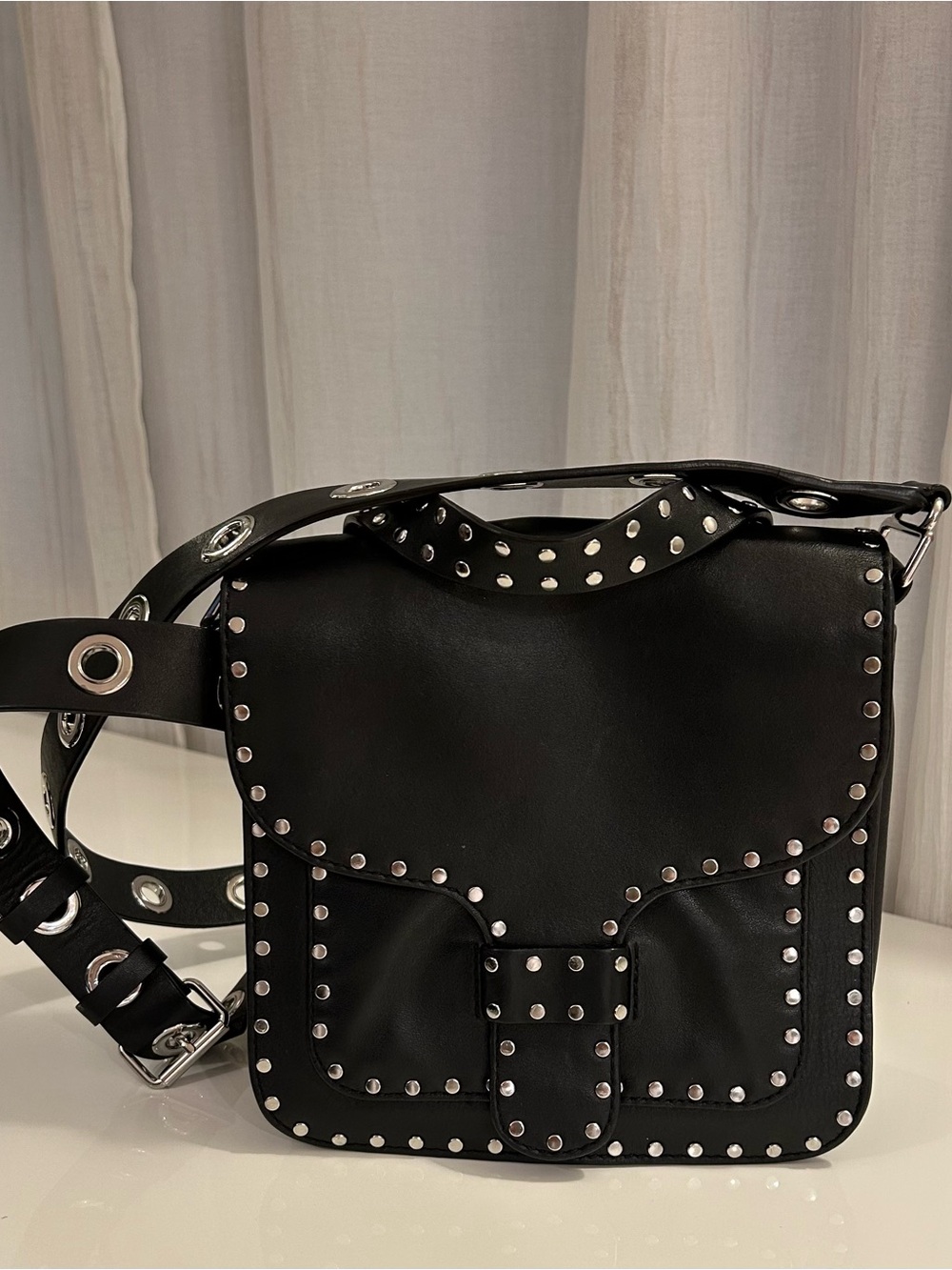 Rebecca Minkoff Black Studded 100%Leather Crossbody Bag